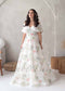 Floral A Line Off Shoulder Organza Wedding Dress with Corset