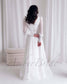 Minimalistic A Line Chiffon Wedding Dress with Long Puffy Sleeve and Deep V-Neck
