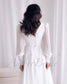 Minimalistic A Line Chiffon Wedding Dress with Long Puffy Sleeve and Deep V-Neck