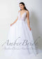 Rustic A Line Wedding Dress with Deep-V Neck and Backless Design