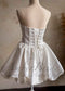 Puffy Knee Length Satin Dress with Strapless Bodice