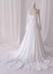 Elegant A Line Wedding Dress with Folder Chiffon Bodice and Flowy Long Train