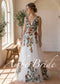 Wildflower Embroidered Tulle A-Line Wedding Dress with V-Neck and Open Back