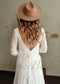 Boho A Line Lace Wedding Dress with Long Sleeve and Backless Design