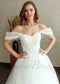 Boho Ball Gown Off Shoulder Tulle Wedding Dress with Detachable Puffy Sleeves