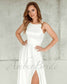 Simple A Line Satin Wedding Dress with Lace Back Design