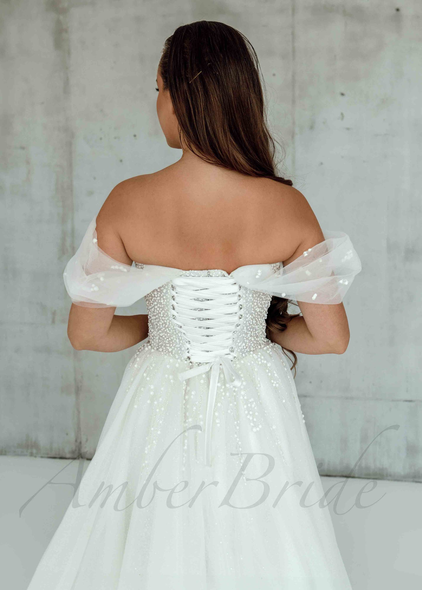 Exclusive A Line Tulle Wedding Dress with Beaded Design and Sweetheart Neckline