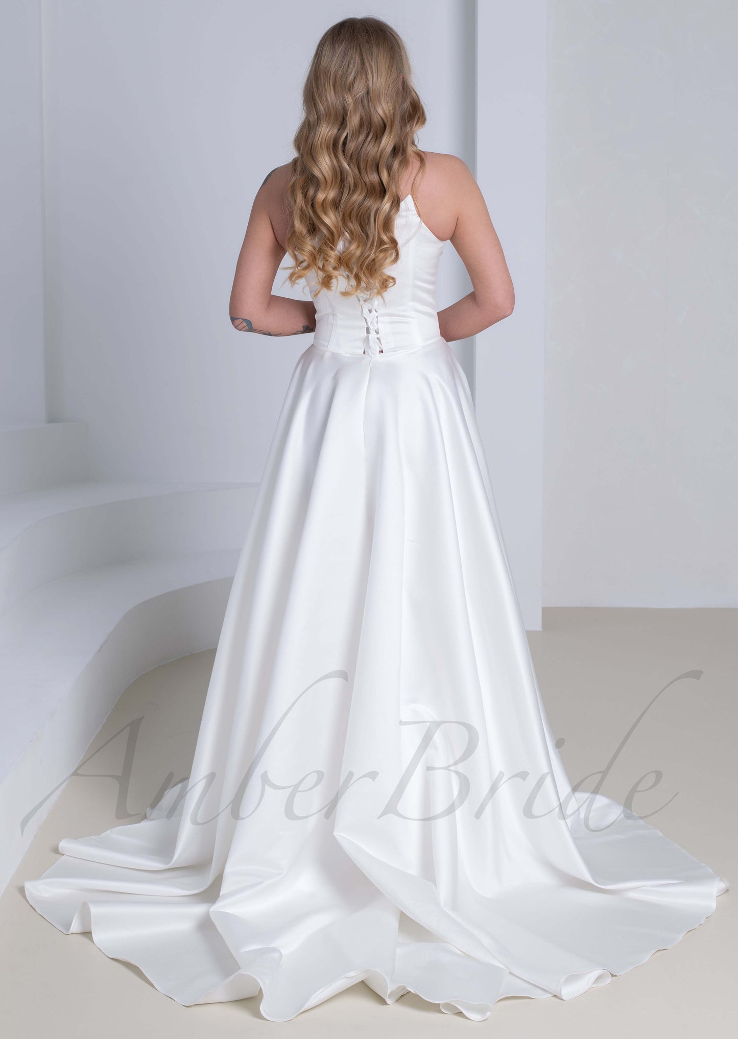 Exquisite A Line Satin Wedding Dress with Strapless Bodice