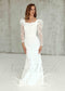 Simple Mermaid Satin Wedding Dress with Puffy Shoulders Long Sleeve