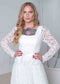 Boho A Line All Lace Wedding Dress with Long Sleeve and Square Neck