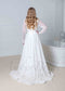 Boho A Line All Lace Wedding Dress with Long Sleeve and Square Neck