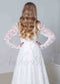 Boho A Line All Lace Wedding Dress with Long Sleeve and Square Neck