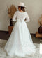 Boho Lace Wedding Dress with Long Sleeve and Tulle Skirt