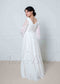 Boho A Line Chiffon Wedding Dress with V Neck and Puffy Sleeve