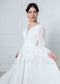 Boho A Line Chiffon Wedding Dress with V Neck and Puffy Sleeve