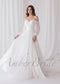 Elegant A Line Wedding Dress with Folder Chiffon Bodice and Flowy Long Train