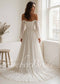 Elegant A Line Wedding Dress with Folder Chiffon Bodice and Flowy Long Train
