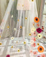 Tulle Bridal Veil with Colorful Floral Appliques