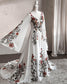 Rustic Embroidered Floral Wedding Dress with Cape Sleeves