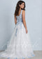 Off-White Tulle A-Line Wedding Dress with Blue Floral Embroidery and Sweetheart Neckline