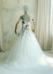 Off-Shoulder Colorful Floral A-Line Wedding Dress with 3D Wildflower Embroidery
