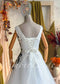 Wildflower Embroidered Tulle A-Line Wedding Dress with V-Neck and Open Back