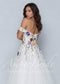 Off-Shoulder Colorful Floral A-Line Wedding Dress with 3D Wildflower Embroidery