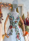 Wildflower Embroidered Tulle A-Line Wedding Dress with V-Neck and Open Back