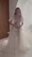 Colorful Floral Wedding Dress with Flutter Sleeves, A-Line Tulle Boho Embroidered