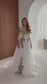 Fairy Off-Shoulder Tulle A-Line Wedding Dress with Green Ivy Leaf Embroidery and Corset Back