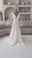 Minimalist Chiffon A-Line Wedding Dress with Lace Slit and Bishop Sleeves