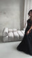 Black Floral Embroidered Wedding Dress with Off-Shoulder Tulle Sleeves