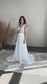 Boho A-Line Wedding Dress with Colorful Floral Embroidery and Cap Sleeves
