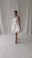 Satin Square Neck Bubble Hem Short Wedding Dress