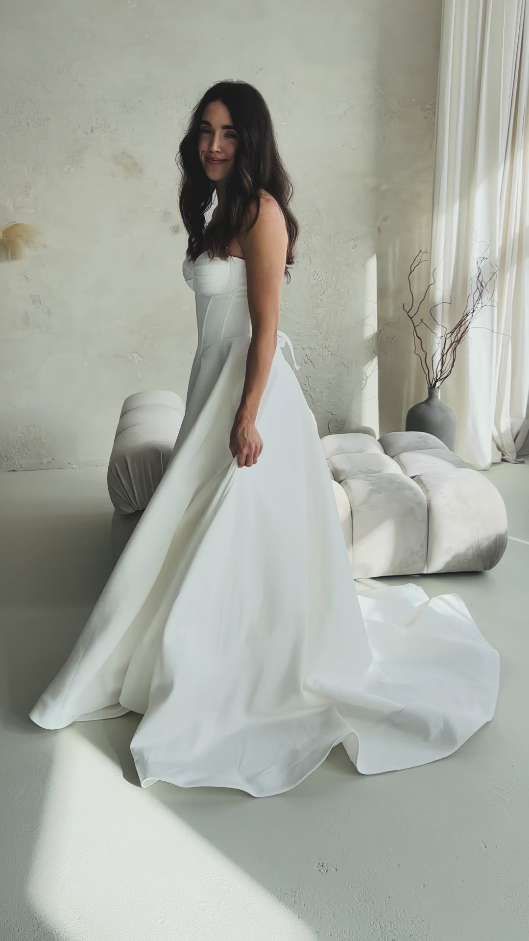 STOCK SELL-OUT: Shimmering Satin Wedding Gown with Sweetheart Neckline
