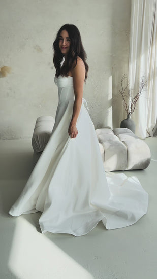 STOCK SELL-OUT: Shimmering Satin Wedding Gown with Sweetheart Neckline