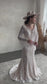 Boho Lace Mermaid Wedding Dress with Bell Sleeves and Open Back