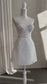 Short Floral Strapless Wedding Reception Dress with Sheath Silhouette