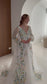 Fairy Tulle A-Line Wedding Dress with Pastel Wildflower Embroidery and Long Bishop Sleeves