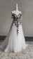 Romantic Wedding Dress with Colorful Embroidered Flowers and Flutter Sleeve