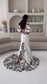 Bohemian Crepe Mermaid Wedding Dress with Earthy Floral Embroidery and Detachable Flutter Sleeves