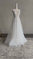 Boho A-Line Wedding Dress with Floral Appliques and Open V-Back