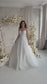 Luxury A-Line Tulle Wedding Dress with Heavy Pearl Beaded Bodice and Long Illusion Sleeves