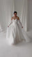 Floral Applique Strapless A-Line Wedding Dress with Slit and Detachable Long Sleeves