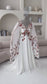 Bohemian Rust Floral Embroidered Wedding Dress with Dramatic Wing Sleeves