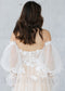 Rustic A-Line Wedding Dress with Flower Appliques and Long Puffy Sleeves