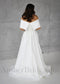 Simple Satin A-Line Wedding Dress with Off-Shoulder Design