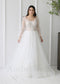 Boho A-Line Wedding Dress with Long Puffy Sleeves and Tulle Skirt