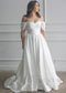 Simple A-Line Satin Wedding Dress with Off The Shoulder Sweetheart Neckline