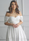 Simple A-Line Satin Wedding Dress with Off The Shoulder Sweetheart Neckline